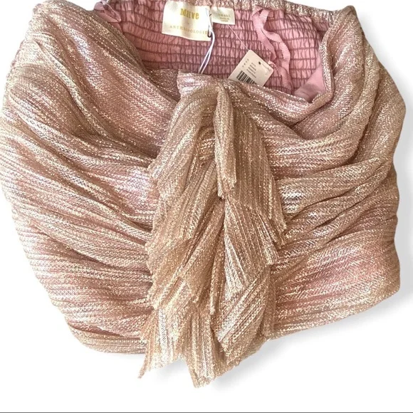 Anthropologie Maeve 🆕| 🎄Ruffled Metallic Cropped Tube Top. - Picture 6 of 7